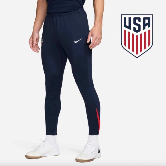Nike USA Soccer Men's Knit Track Training Jogger Gym Pants Navy Blue Large - Picture 1 of 6